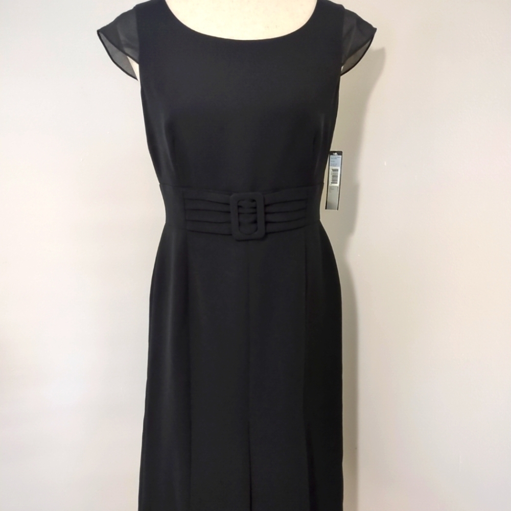 Tahari Arthur S. Levine Benjamin Buckle Front Black Dress